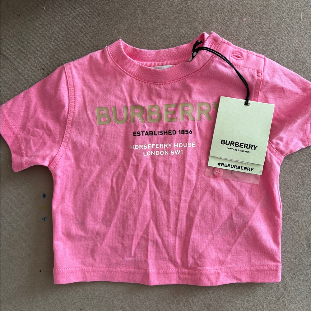 Brand New Burberry Pink Logo Kids Tee